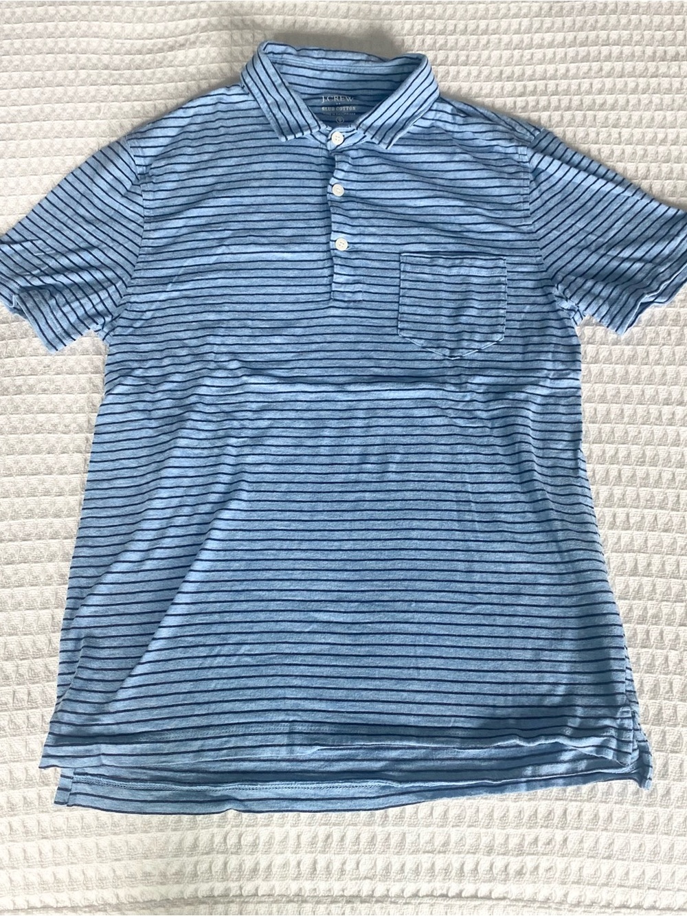 J. Crew factory Striped slub jersey pocket polo shirt Small